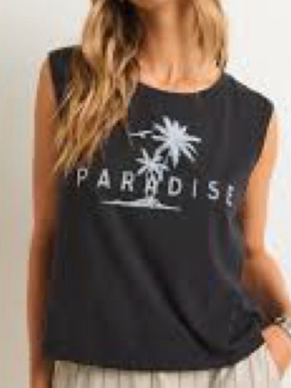 Z Supply Black Paradise Palm Graphic Muscle Tank New Tags